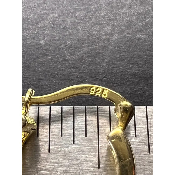 CZ huggie hoop earrings in yellow gold over sterling silver187 - Picture 10 of 11